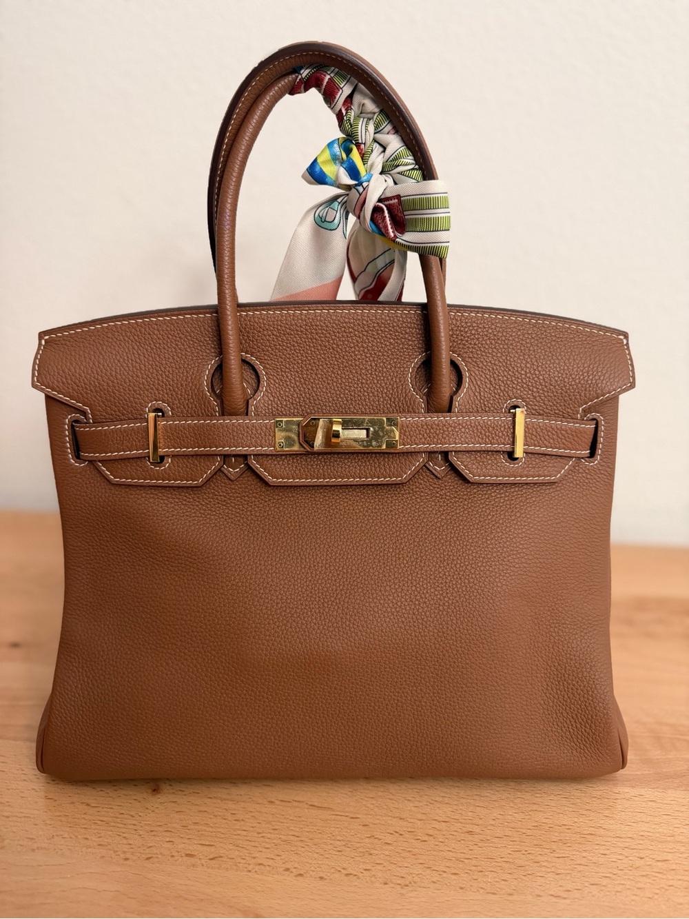 IMPORTED Birkin 30 Gold Togo gold hardware contrast stitching